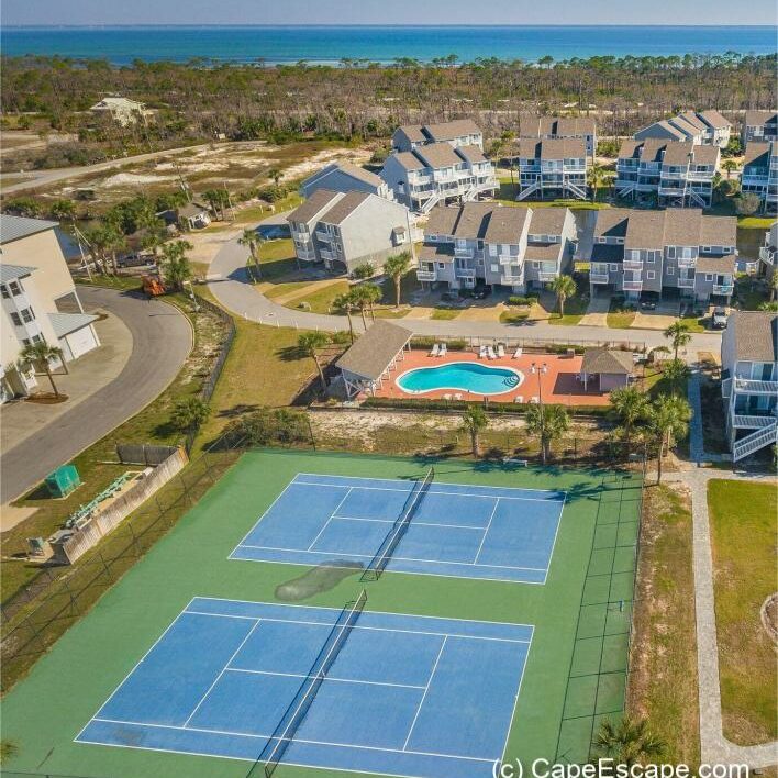 Caoe-San-Blas-Rentals-FL-Barrier-Dunes-Pool-Tennis-Coast-Sunshine Cape San Blas Vacation Rentals aerial of barrier dunes campus