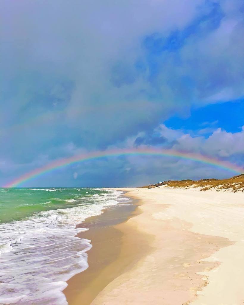 Cape San Blas Vacation Rentals view from beach of rainbow over water